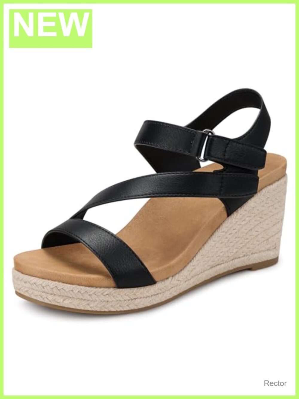 Wedge Sandals Women PU Platform Espadrille Comfort Ankle Strap